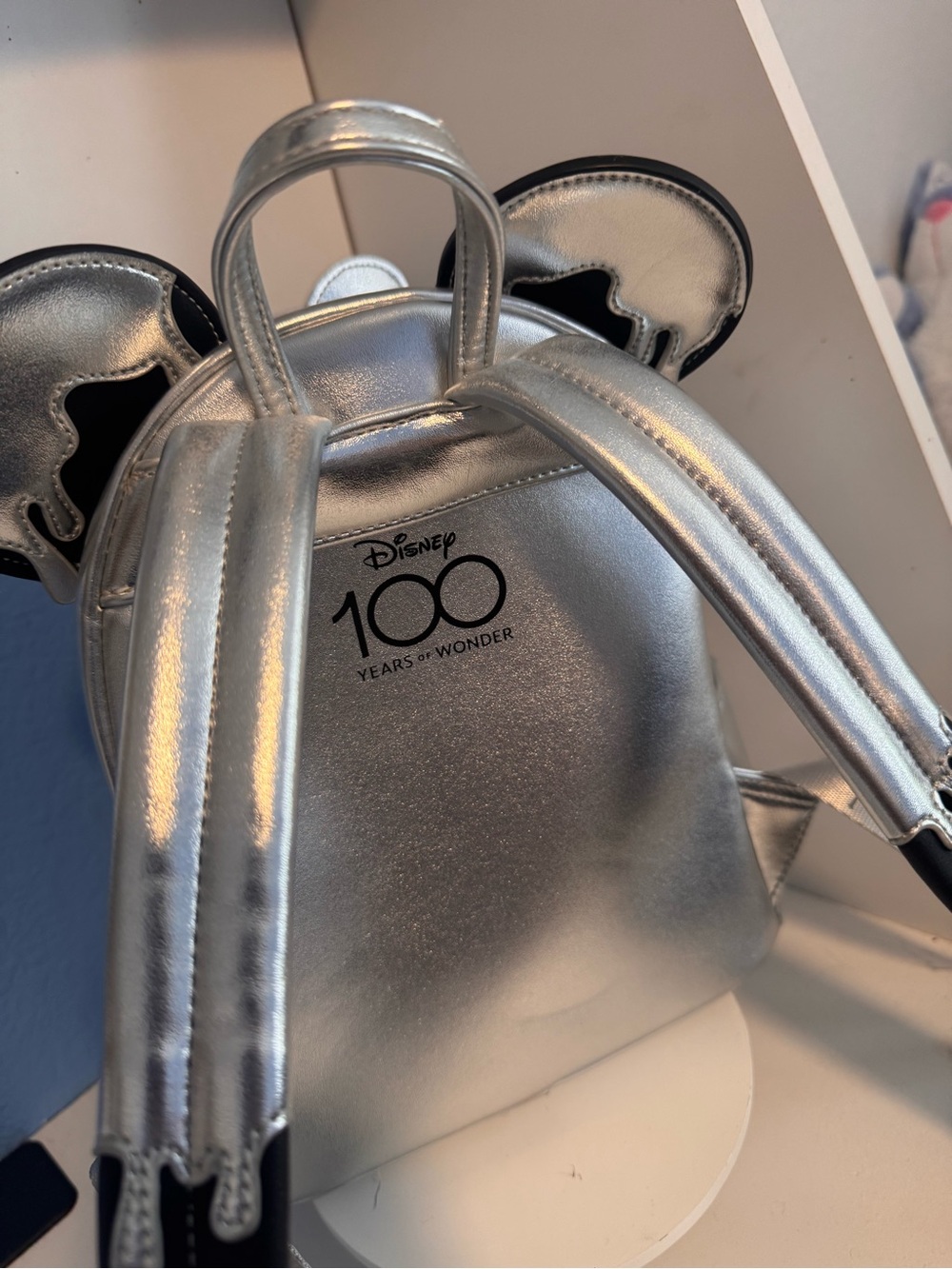 Loungefly Metallic Silver Minnie Ear Mini Backpack 100 years of Disney edition - Picture 10 of 11